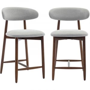 COLAMY Lot de 2 chaises de bar &ndash; Tabourets modernes avec dossier haut, assise confortable en tissu, pour comptoir, &icirc;lot de cuisine ou salle &agrave; manger