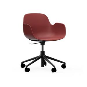 Normann Copenhagen Fauteuil pivotant à roulettes Form - rouge - aluminium noir Rouge