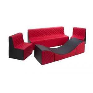 Ensemble de meubles en mousse : 2 chaise Canapé et fauteuil noir-rouge