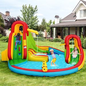 Château gonflable Coast toboggan aquatique gonflable Kids Springburg Water Playground avec 2 toboggans et mur d'escalade