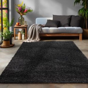 Tapis Salon Shaggy - MARION - Anthracite - 300 x 400 cm - 100% Polypropyl&egrave;ne - SIMPEX