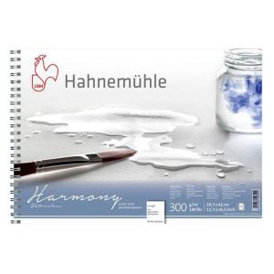 Hahnemühle Papier Harmony Watercolour, A3, 29,7 cm x 42 cm, 300 g/m², Bloc spiralé 1 côté, 2. Grain torchon