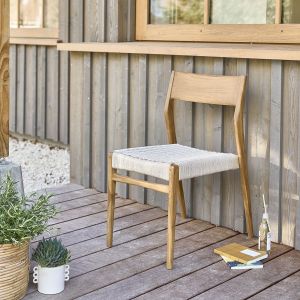 Image de Bois Dessus Bois Dessous Chaise de jardin en teck massif et cordage beige