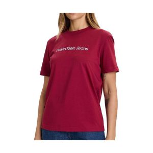 Calvin Klein T-Shirt Manches Courtes Femme Logo Classic Regular Fit, Rouge (Magenta Jewel), S