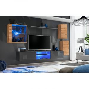 AC-Déco Ensemble Meuble TV "Switch XXIII" 250cm Naturel & Gris