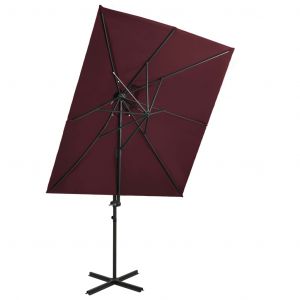 Image de VidaXL Parasol déporté à double toit Rouge bordeaux 250x250 cm