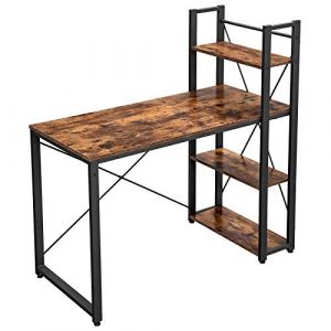 Image de Habitat et Jardin VASAGLE Bureau Informatique, Table d'ordinateur, Longueur 120 cm, avec &eacute;tag&egrave;res &agrave; Gauche ou &agrave; Droite, Stable, Montage Facile, pour Bureau &agrave; Domicile, Style Industriel, Marron Rustique et Noir LWD48X