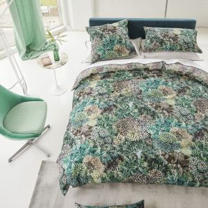 Designers Guild Housse de couette imprimée en satin de coton vert 240x220