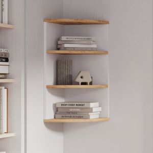 Vicco - tag&egrave;re d'angle Ecki, Ch&ecirc;ne blanc/force de l'or, 30x60cm