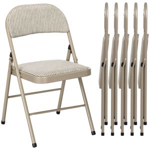 Homcom Chaises pliantes lot de 6 lin et acier beige