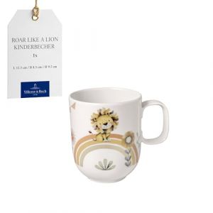 Villeroy & Boch Boho kids Roar like a lion Grande tasse pour enfants avec anse, Tasse en porcelaine, Vaisselle pour enfants, Lavable au lave-vaisselle, Compatible micro-ondes, Multicolore