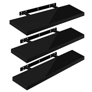 Woltu - 3 x Étagère Murale, Tablette Murale Panneau de Bois, Étagère Flottante, Étagère à Livres, 80x22, 9x3, 8cm, Nior RG9480sz-3