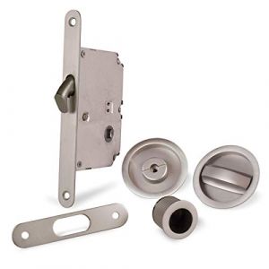 JDEL Kit Porte coulissante Ronde en Nickel satin&eacute; 0