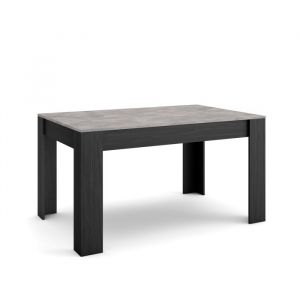 Table à manger - Meuble Salle à Manger - 140x90x76 cm - Pour 6 personnes - Meubles de Salon - Style moderne - Ciment et Noir - Skraut Home