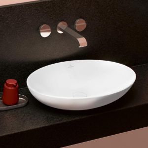 Villeroy & Boch Vasque ovale &agrave; poser Loop & Friends non meul&eacute;, 56 x 38, Stone White CeramicPlus, vasque avec trop plein