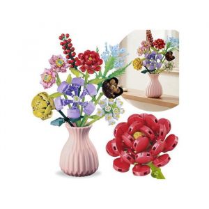 Bouquet de fleurs en briques de construction COMPATIBLES AVEC LEGO 8 FLEURS dans un vase SET DIY 709 pi&egrave;ces 6+