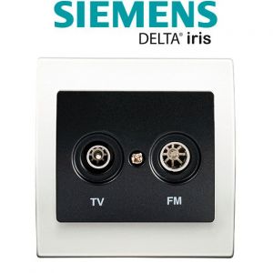 Image de Siemens Prise TV/FM Anthracite Delta Iris + Plaque basic Blanc