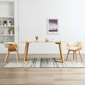 Image de VidaXL Chaises de Salle à Manger Bois Courbé et Similicuir Crème 2 pcs Modèle 4