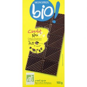 Monoprix Bio Chocolat noir d&eacute;gustation 74% de cacao - La tablette de 100g