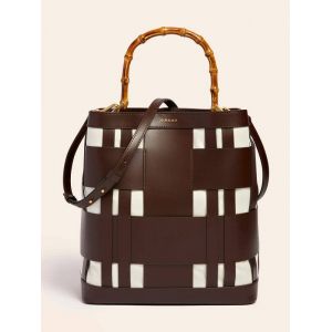 Guess HOBO AIDA TISSAGE CUIR VERITABLE Marron - Couleur Marron - Taille Taille unique