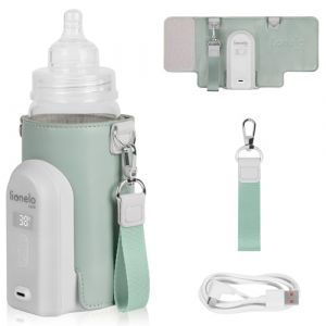 LIONELO Thermup Go Evo Chauffe-Biberon Portable, Maintient les Liquides au Chaud, 5 Températures de Fonctionnement de 38 à 50 o C Chargement USB-C, jusqu'à 9 h de Fonctionnement Affichage LCD (Green)