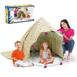 Image de Cabane Enfant Interieure | Kit Construction Cabane 70 Pieces | Jeux Construction | Jeu Exterieur Enfants Tiges Et Connecteurs Robustes | Jeux Exterieur Enfant | Cadeau 6 Ans