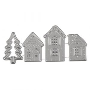 Rayher Matrice de découpe Maisons d'hiver 4pcs, 2,8-3,4cmx4-5,5cm gris, 50270000