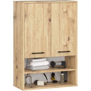 Akord - Armoire Murale 2 Portes 1 Tiroir Ch&ecirc;ne Artisan 64X30X94