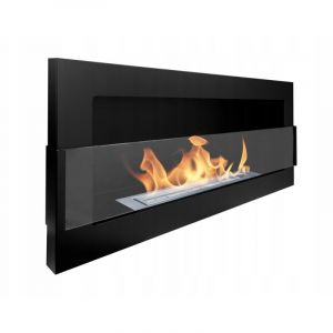 Bio-cheminée murale avec vitre 90x40x12 cm Noir structurel mat
