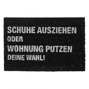 Relaxdays Paillasson en fibre de coco Schuhe ausziehen oder Wohnung putzen - Deine Wahl!, intérieur, 60x40 cm, noir