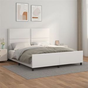 VidaXL Cadre de lit avec tête de lit Blanc 180x200 cm Similicuir