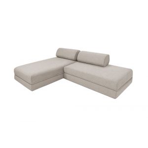 Canapé d'angle convertible 5 places en tissu imperméable gris