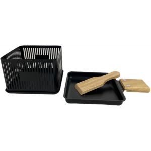 Raclette & Fondue au fromage à emporter - Set compact pour 1 personne avec lampe à thé - 10×10×6.5 cm - Spatule en bois incluse
