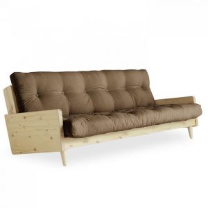 Image de Inside75 Canapé 3/4 places convertible INDIE style scandinave futon mocca couchage 130*190 cm. - marron