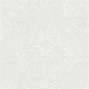 Papier peint baroque Profhome 961961 papier peint textile texturé au style baroque mat blanc gris 5,33 m2 blanc