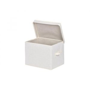 Calicosy Boîte rangement haute avec couvercle tissu bouclette écru - H30 cm