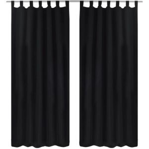 VidaXL 2 pcs Rideau à Passant Micro Satin Noir 140 x 175 cm