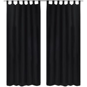 VidaXL 2 pcs Rideau à Passant Micro Satin Noir 140 x 175 cm