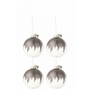 Lot de 4 Boules de No&euml;l "Paillettes" 10cm Gris Prix