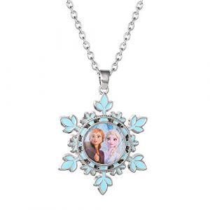 Collier Disney de La Reine Des Neiges - Anna and Elsa - pour Femme - couleur argent