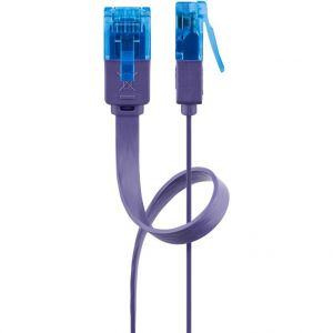 Image de Goobay Cordon de raccordement RJ-45 (M) pour RJ-45 (M) 50 cm UTP CAT 6a moul&eacute;, plat violet