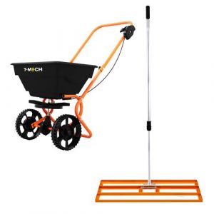 Monster shop &Eacute;pandeur Rotatif & Niveleur de Pelouse 100 cm (Orange) R&acirc;teau de Nivellement Saleuse Fertiliseur