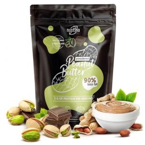 Beurre de Cacahuète en Poudre Pistache & Chocolat -90 % de Graisse en Moins Nustino - Sans Sucre - Riche en Protéines 400g