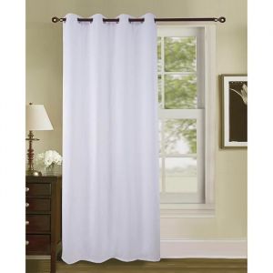 Rideau occultant Uni effet sablé 100% polyester 140 x 260 cm Blanc