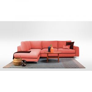 Maison Aubertin Canap&eacute; Velours Angle Droit Rose Fiesole 3 Places