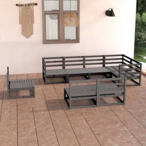 VidaXL Ensemble de meubles d'extérieur en pin massif coloris gris 8 pièces