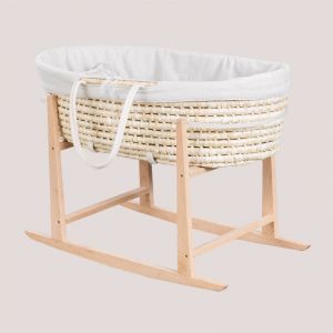 Berceau en rotin rembourré à bascule Fabian SKLUM Bois Naturel 65 cm