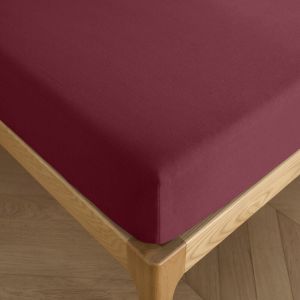 Coton Pur - Drap housse 100% Coton bonnet 30 cm grenat