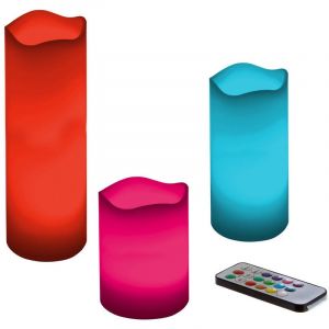 Coffret 3 bougies led en cire avec télécommande