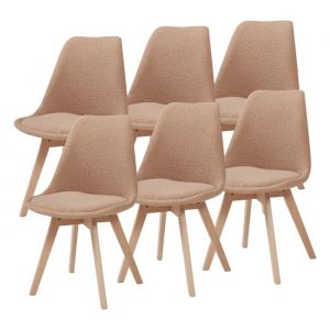 [en.casa] - Lot de 6 chaises de salle à manger Fläten bouclé taupe